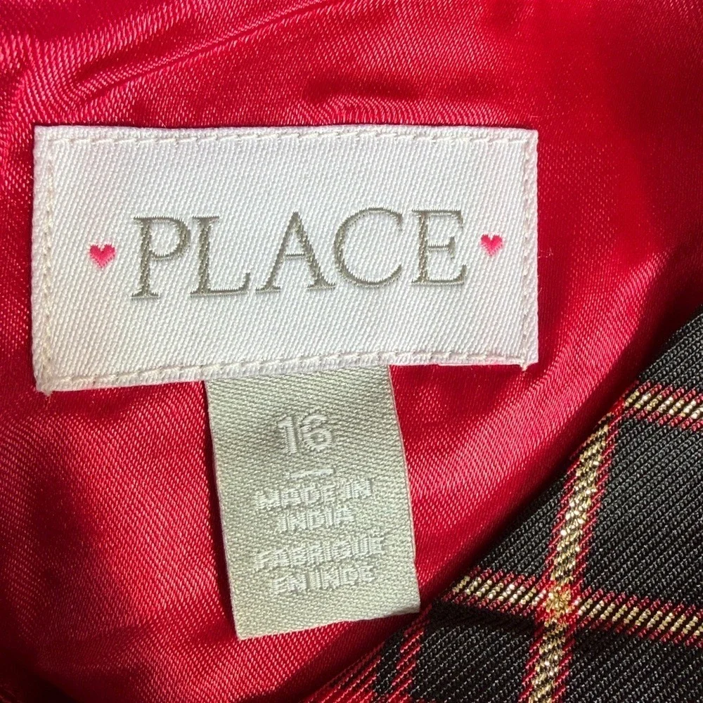 Children's Place Girls Matching‎ Family Plaid Tiered Dress Red Size 16